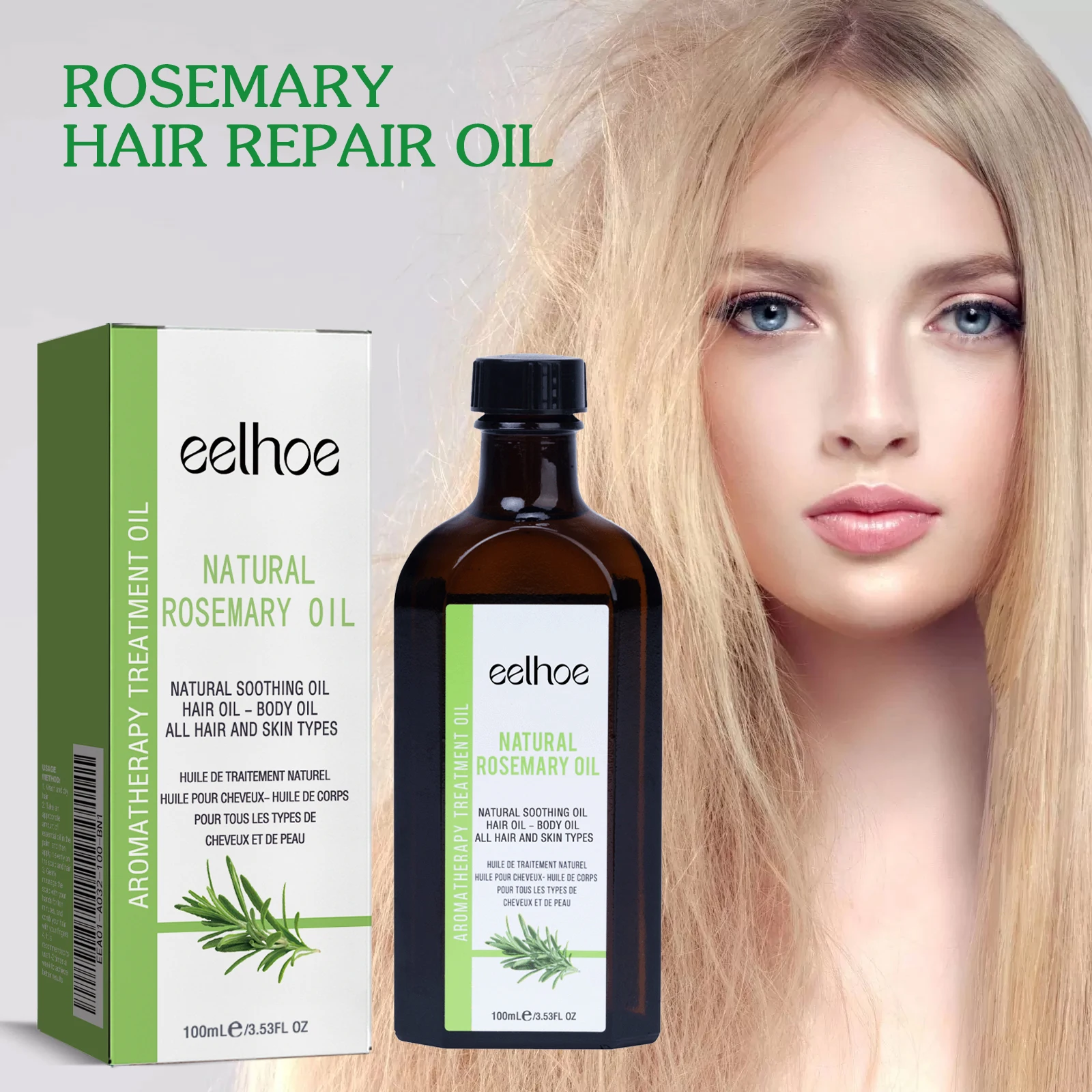 Rosemary Hair Oil Anti-Frizz Long-Lasting Smoothness Fragrant and Restorative Care for Chemically Treated Hair