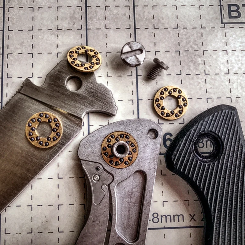 Quadro de Bronze Faca Dobrável Rápido Aberto Flipper Rolamentos Arruelas para Shirogorov Espinhos Verdes Facas Faça Você Mesmo Fazer Acessórios Peças Lote
