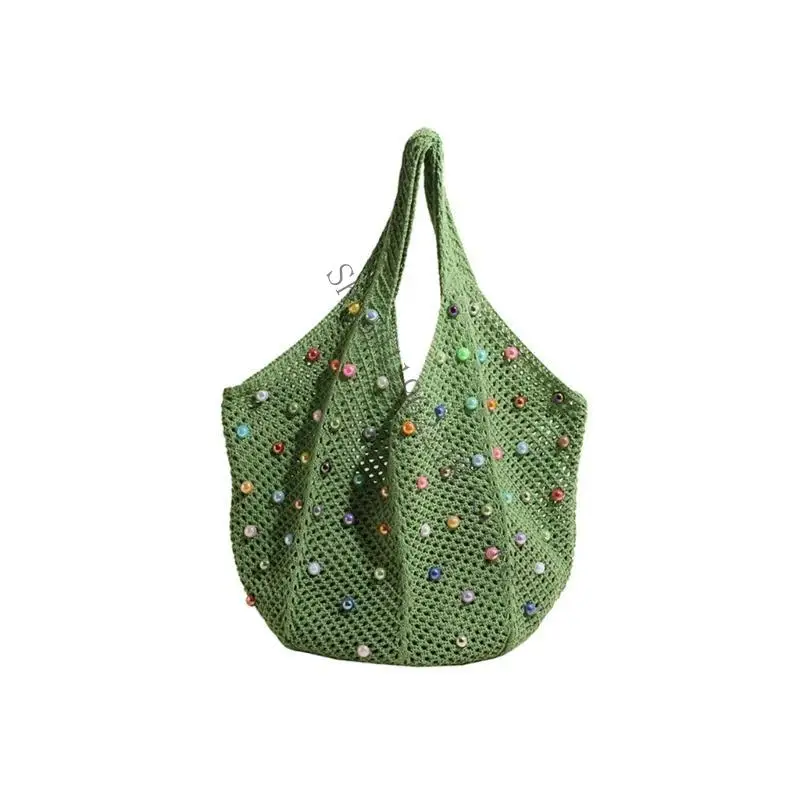 

Bohomian Crochet Beach Shoulder Bag for Women Summer Knit Underarm Handbag 066F