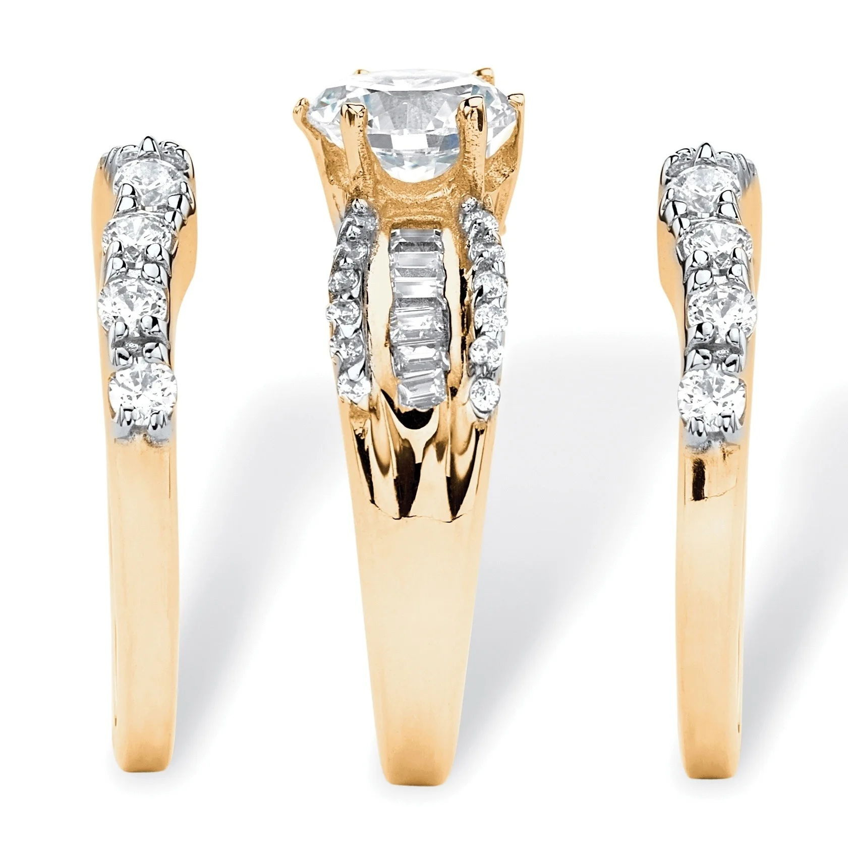 S925 Sterling Silber Ring Bestseller mit Zirkon-Einlage, 18K Gold Plattiert, Dreier-Set Ringe, Diamant-Verlobungsring – Detail 3