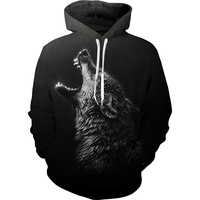 New animal 3D printed wolf men's hooded long sleeved street top hooded casual sportswear hooded clothing 2024