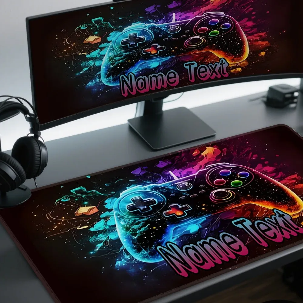 Customizable Large Fluorescent Gaming Mouse Pad, UV Light Print Rubber Desk Mat, Washable E-Sport Player Mousepad Gift