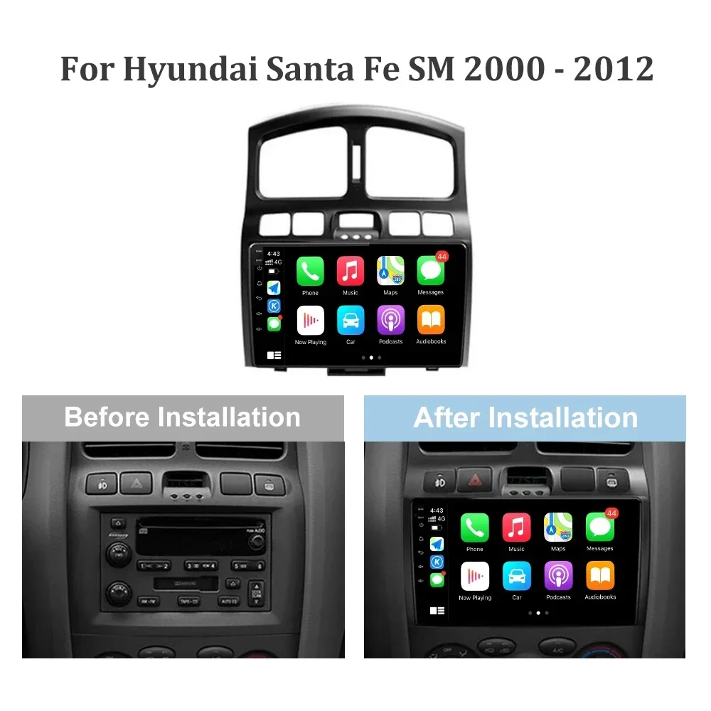 Android14 For Hyundai Santa Fe SM 2000-2012 For JAC S1 (Rein) 1 2007 - 2013 Radio Stereo Multimedia Player Navigation Screen