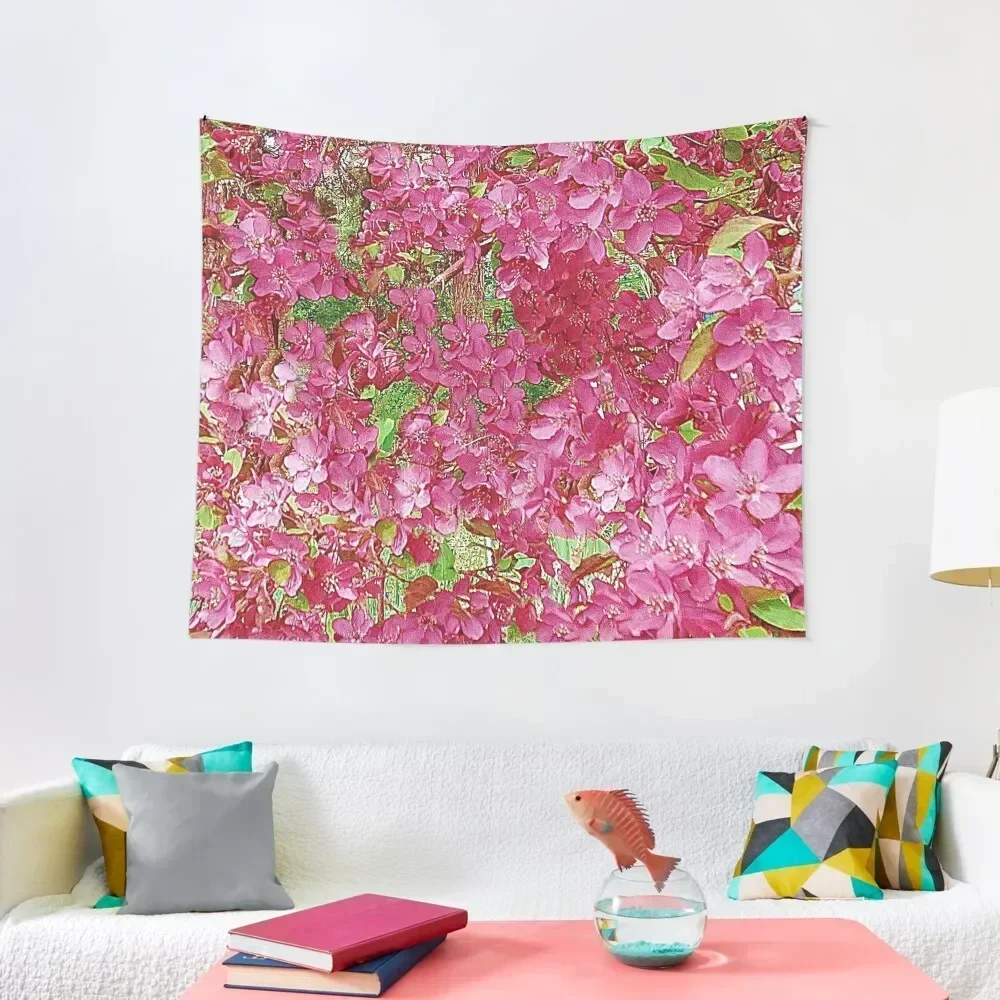 

FUCHSIA PINK CRABAPPLE SPRINGART Tapestry Decorations For Room Bedroom Decorations Carpet On The Wall Wall Decorations Tapestry