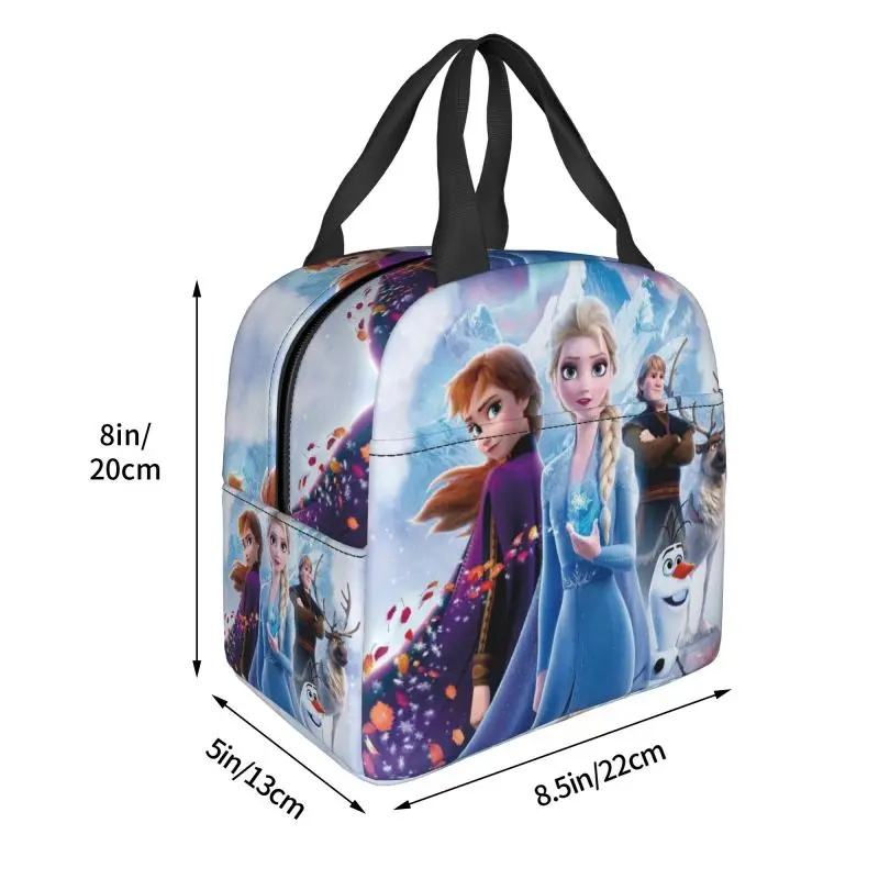 Custom Cartoon Frozen Princess Insulated Lunch Bag Anna And Elsa Waterproof Cooler Thermal Bento Box Food Container Tote Bags