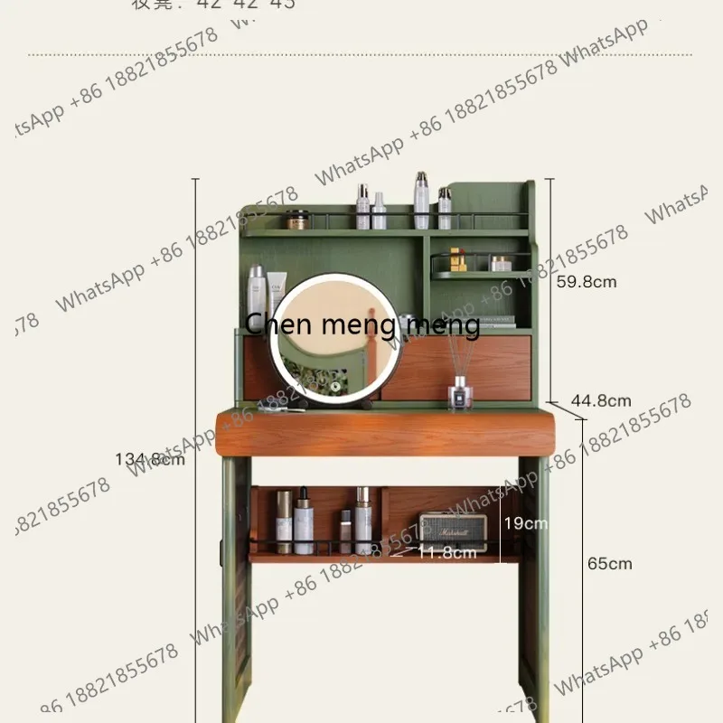 Nordic French Vanity Table Storage Aesthetic Beauty Wooden Makeup Cabinet Mirror Adult Luxury Penteadeira Feminina