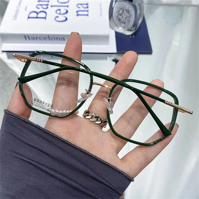 Oversized Square Myopia Glasses Women Men Fashion Block Blue Light Prescription Nearsighted Optical Glasses 0-0.5-1-1.5-6