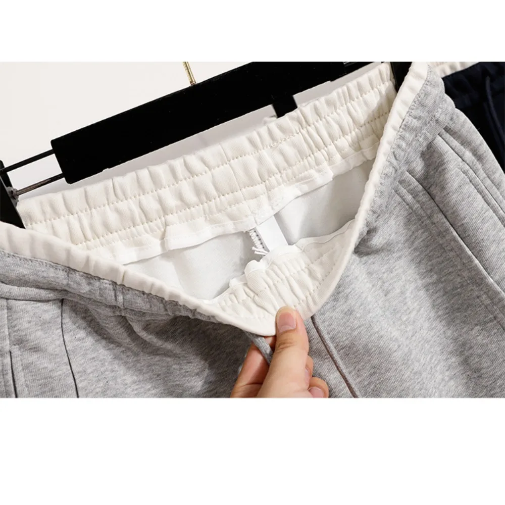 Pantalones informales de cintura alta empalmados, tubo recto, longitud completa, moda coreana, ropa de talla grande para otoño