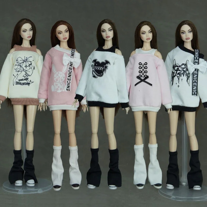 

1/6 Doll's Clothes Suit Fit To 30cm Thin Bjd Doll Skirt Set, Hoodie Set Dress Up Girl Toys Play House Doll Accessories, No Doll