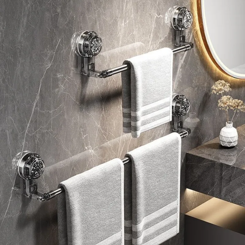 

1PC New Stainless Steel Suction Cup Towel & Slipper Rack - Extendable, Rotatable, No-Drill Bathroom Storage with Drip Tray