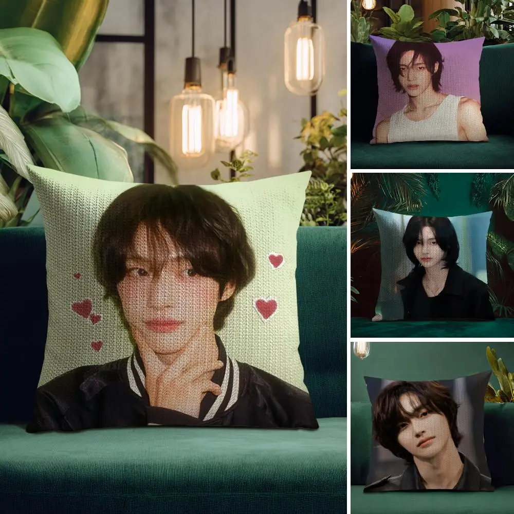 Hot Kpop Singer Park W-Wonbin Pillow Case Natural Linen Organic Fabric Double-Sided Printing Breathable Perfect for Home Decor