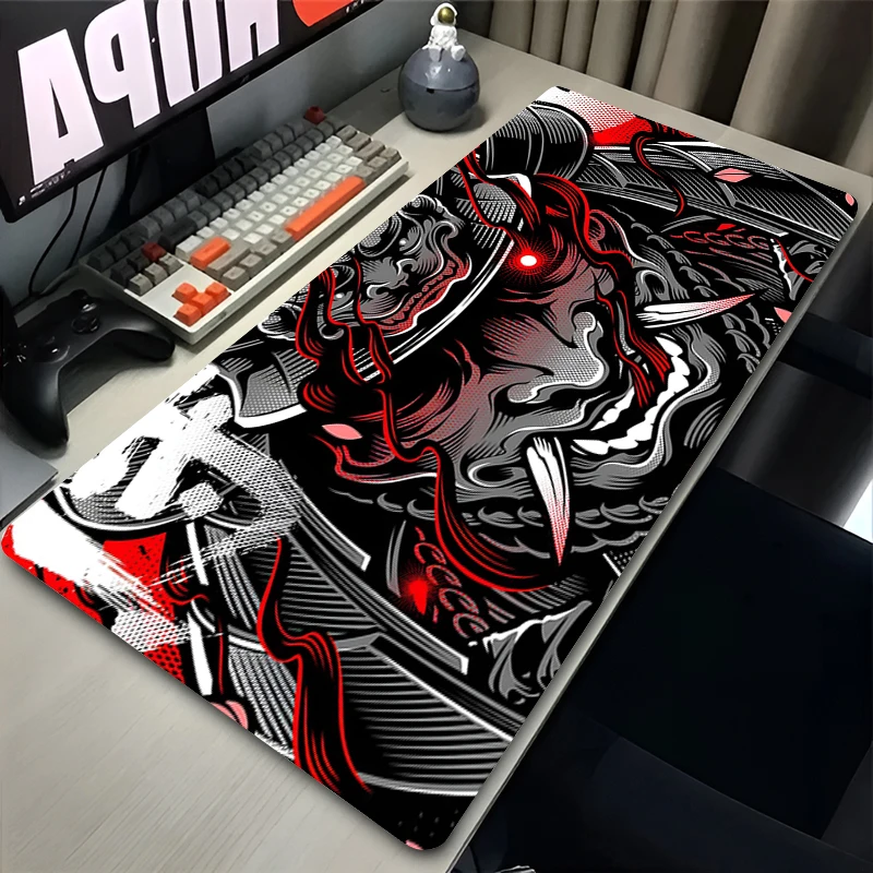 Alfombrilla De ratón antideslizante duradera Oni Hannya máscara samurái alfombrilla De escritorio accesorios De oficinas alfombrilla para teclado alfombrilla De ratón De Anime Tapis De Bureau