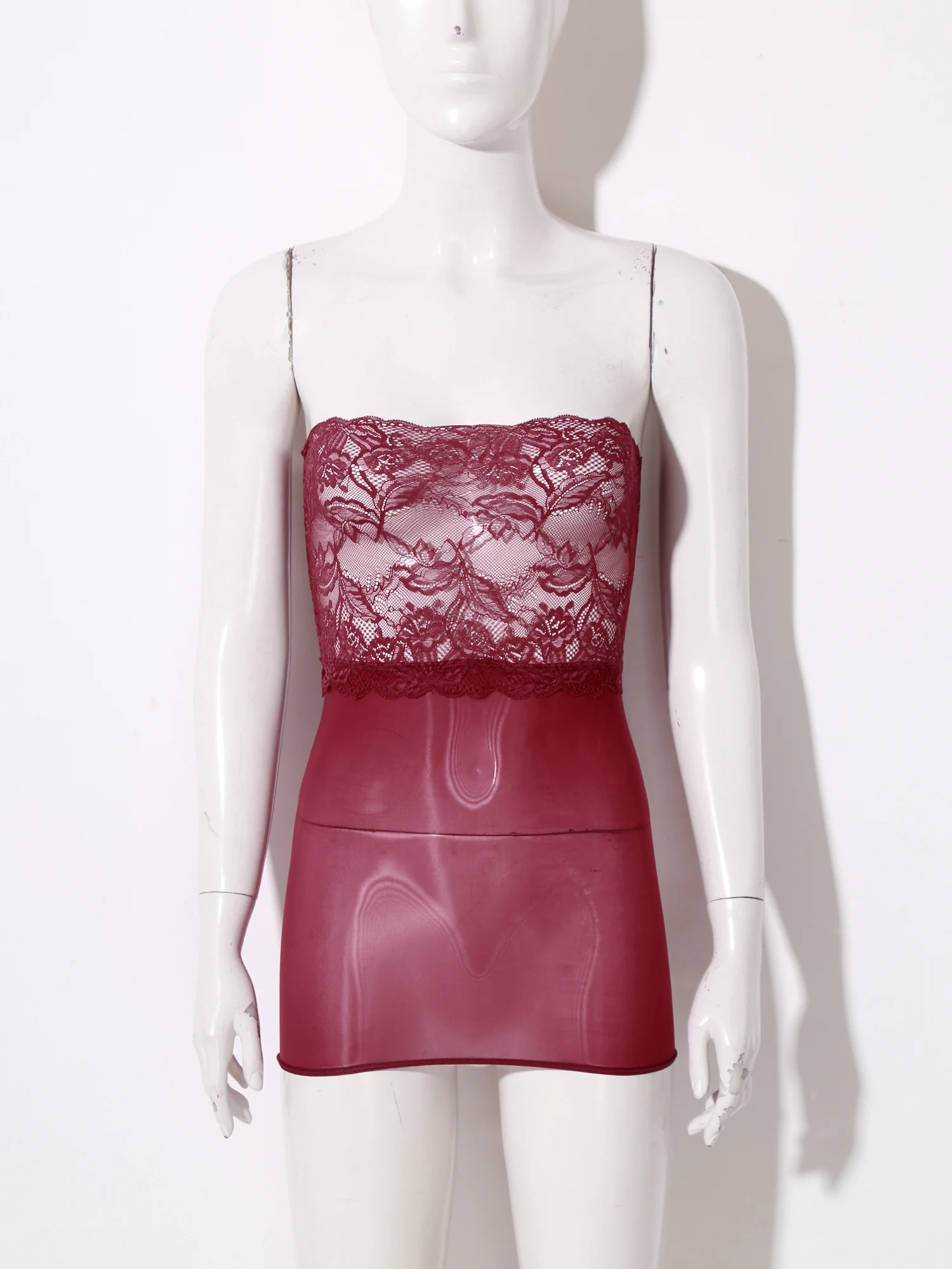 女性シースルーレースランジェリーチューブドレスセクシーな薄手の花レースパッチワークストラップレスメッシュボディコンドレス誘惑クラブナイトウェア