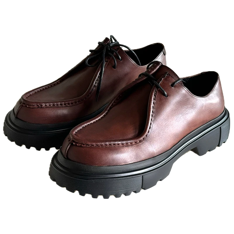 

Новая мужская обувь из натуральной коровьей кожи, повседневная кожаная обувь на толстой подошве, молодежная обувь из натуральной кожи в стиле ретро, платье дерби в британском стиле