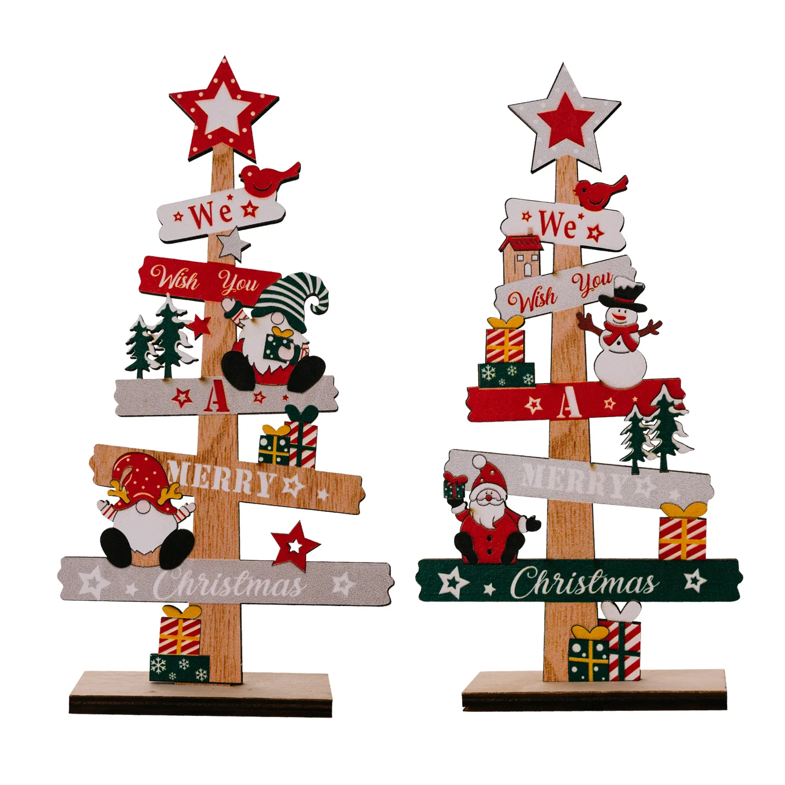 Gemalte Weihnachten Holz Tischplatte Ornamente niedlichen Cartoon Weihnachts schmuck Ornamente nach Hause Weihnachten Atmosphäre liefert