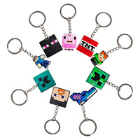 Game MineCraft Figure Model Toys Pixel Keychain My World Cartoon Creeper Doll Silicone Pendant Keyring Car Backpack Key Gifts