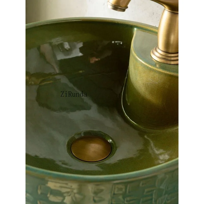 Gekleurde kolomwastafel Buitenwas Binnenplaats Villawastafel Tuin Balkon Badkamer Kolomwastafel