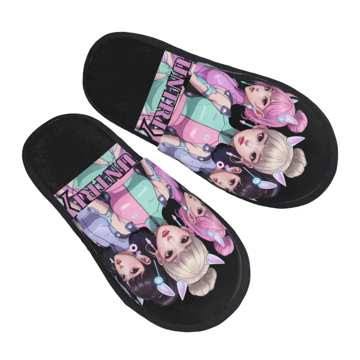 

Kpop Demon Hunters Huntrix Girls Guest Slippers for Bedroom Women Custom Print House Slipper