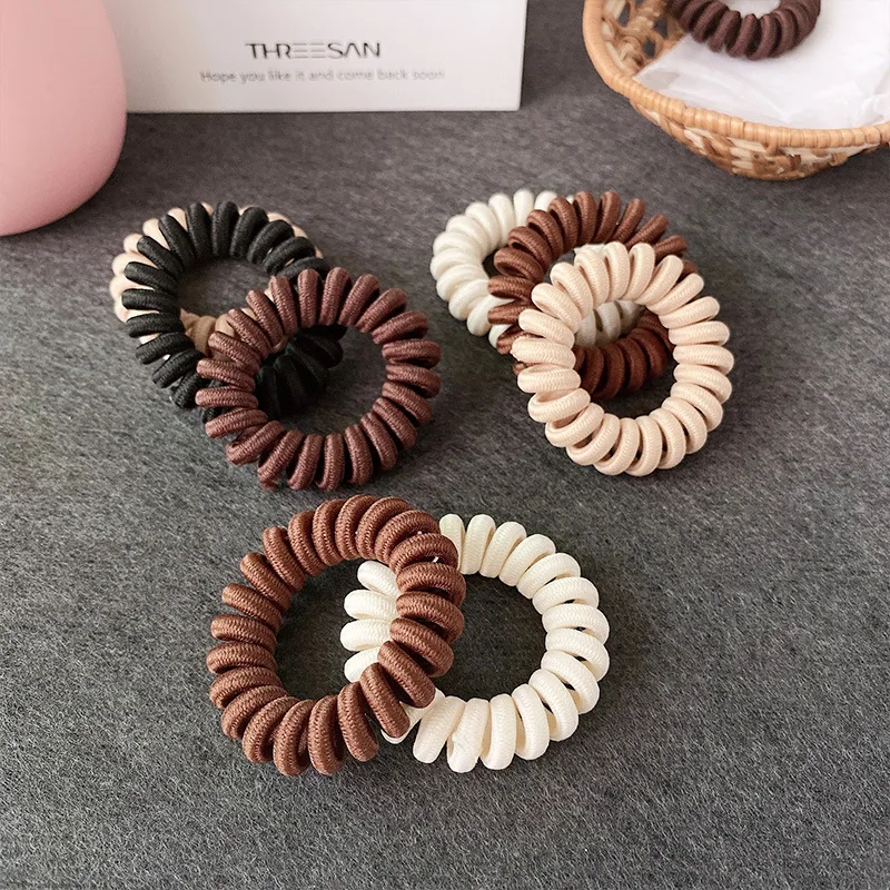 No Crease Spiral Hair Ties Traceless Coil Hair Bands Waterproof Phone Cord Elastics Scrunchies Bracelets Ponytail Holders