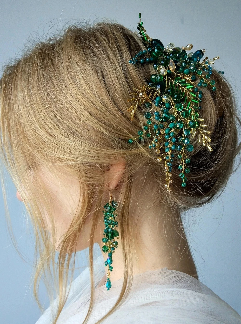 Fashion Green Crystal Rhinestone Headbands Women Bridal Hairbands Wedding Hair Jewelry Handband Head Vines image 6