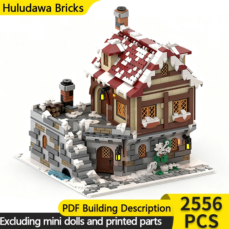 

Medieval Castle Model MOC Building Bricks Winter Village Tavern Modular Technology Children Holiday Gifts Assemble Toys Suit