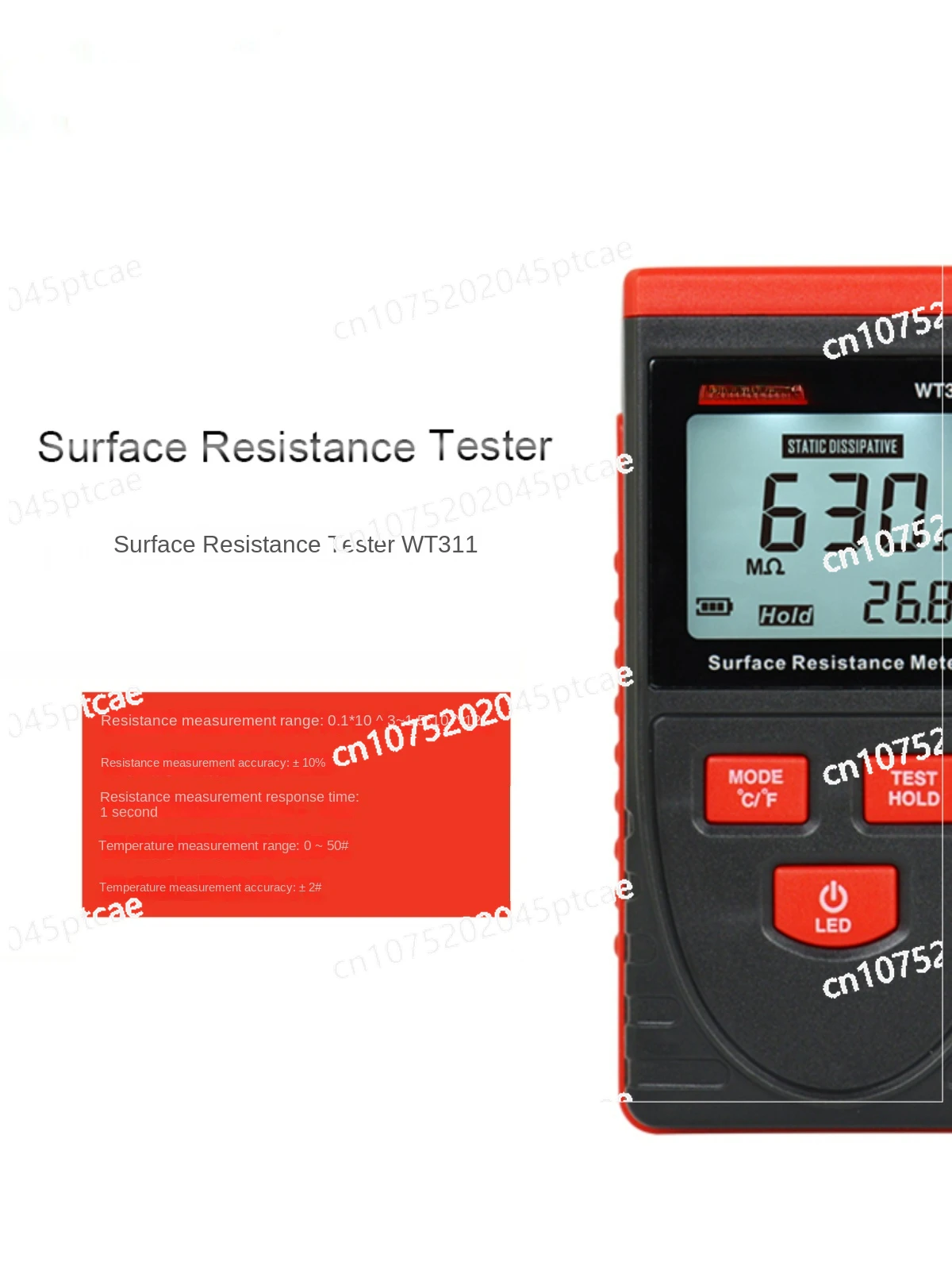 

Wt311 Surface Resistance Test Instrument Anti-Static Detection Instrument Digital Display Impedance Ohmmeter Anti-Static