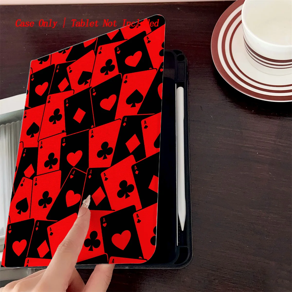 Classic Black & Red Poker Shapes Design iPad Case For Apple iPad Pro 11/12.9 Air 5 Mini 5 8th Gen Fashion Cover