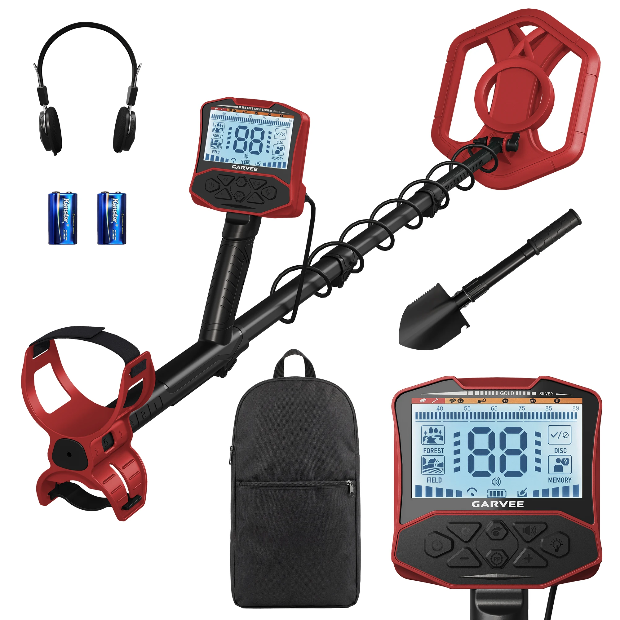 Professional Metal Detector – 5 Search Modes, High Accuracy Gold & Coin Detection, IP68 Waterproof Coil, Large LCD, Pinpoint, Adjustable Volume, Headphone Jack – For Beach & Beginners