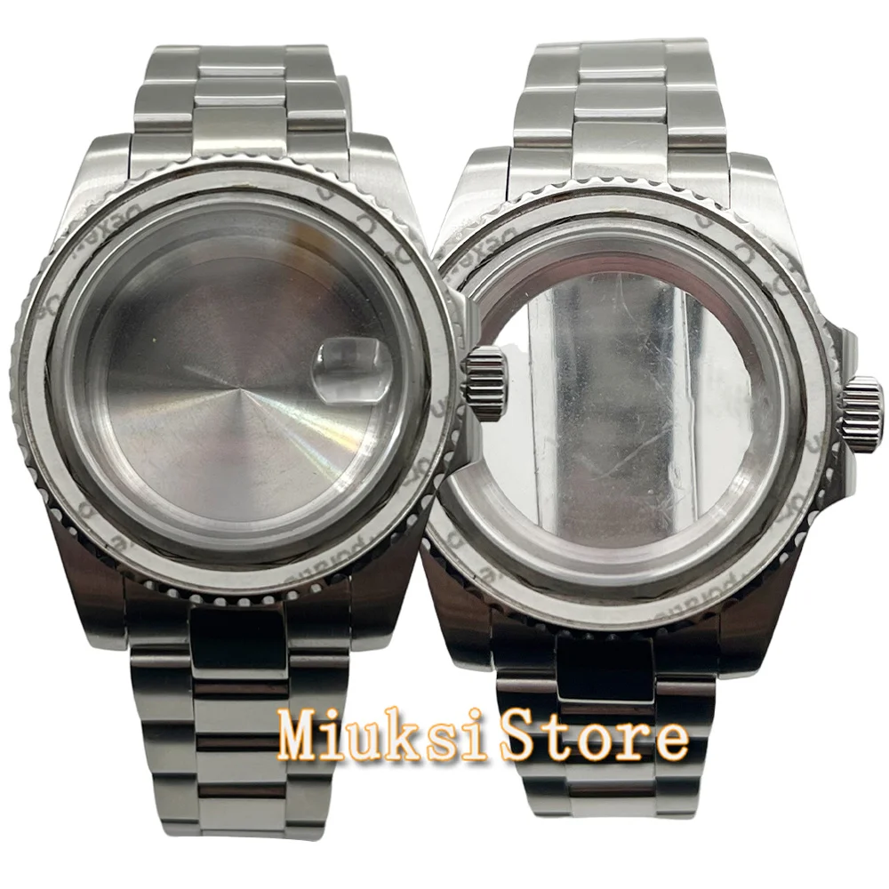 

40mm sapphire glass silver watch case fit NH35 NH36 NH34 ETA2824 2836 Miyota8215 Mingzhu DG2813 3804 PT5000 movement