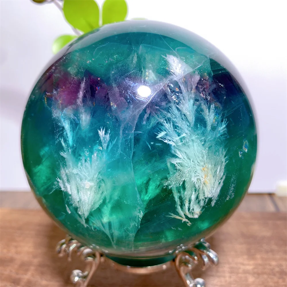 

Natural Feather Fluorite Sphere Crystal Stone Quartz Stone Minerals Home Decoration Reiki Craft Gifts Energy Healing Love