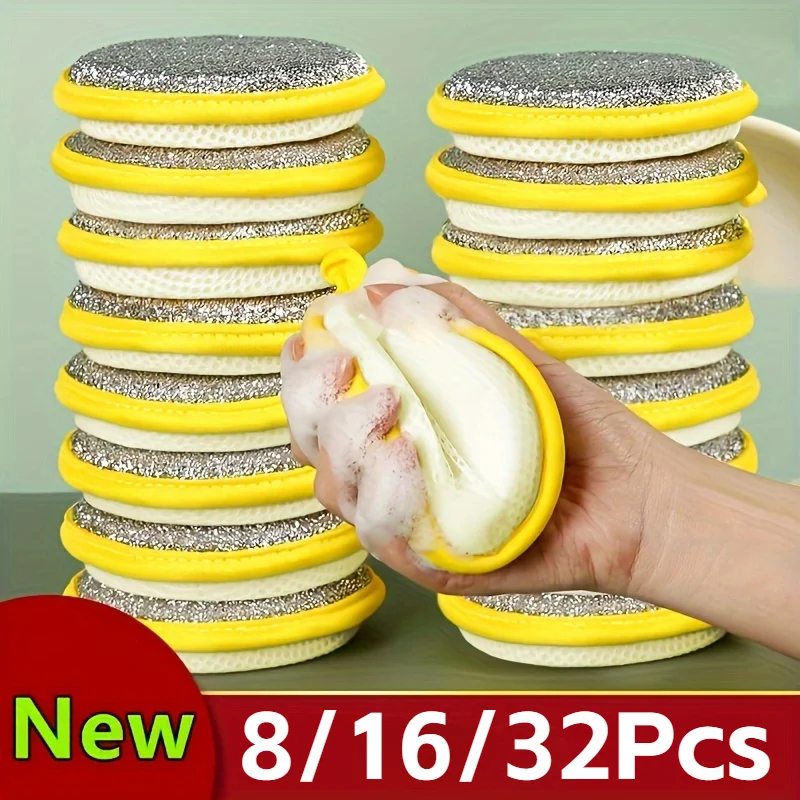 

Kitchen Cleaning Sponge and Scraper, Durable Washable Dish Cloth for Sinks Stovetops Pots, Multi Use Home Tool