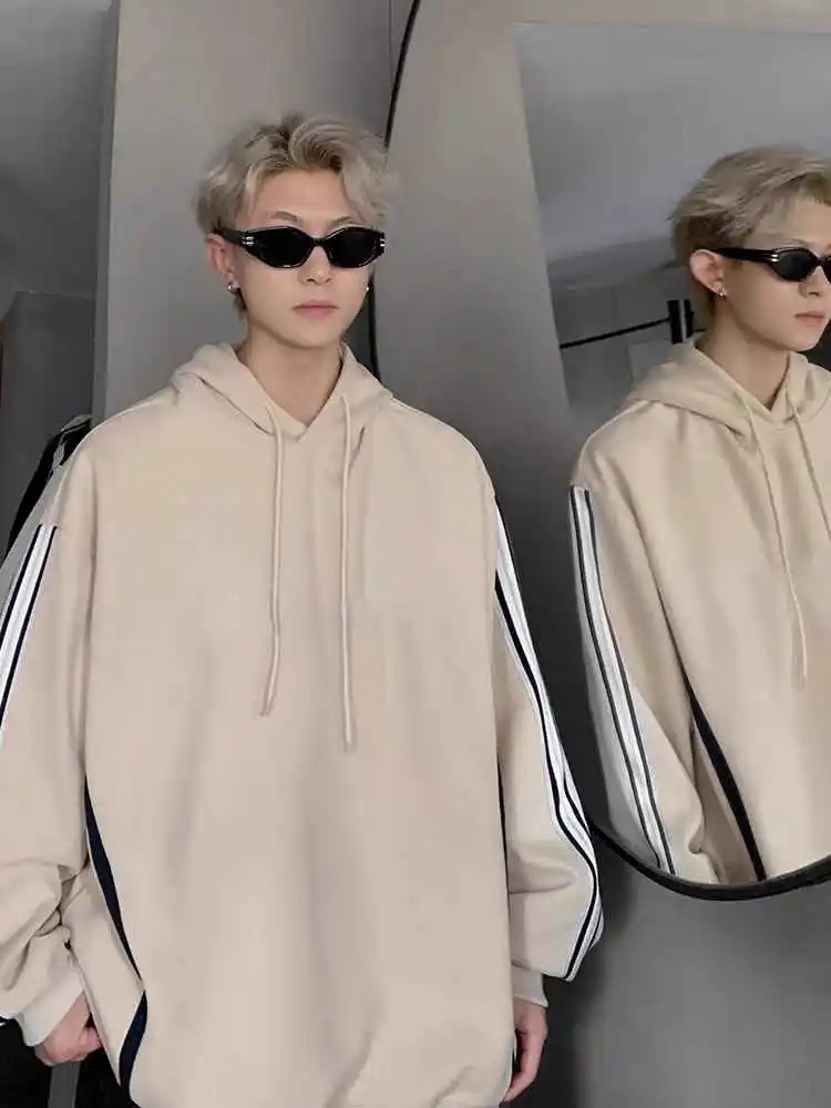 

Spring Autumn Large Size 300 Pou Patchwork Color Blo Hoodie Men's American High Street Trend Loose Casual Top Coat