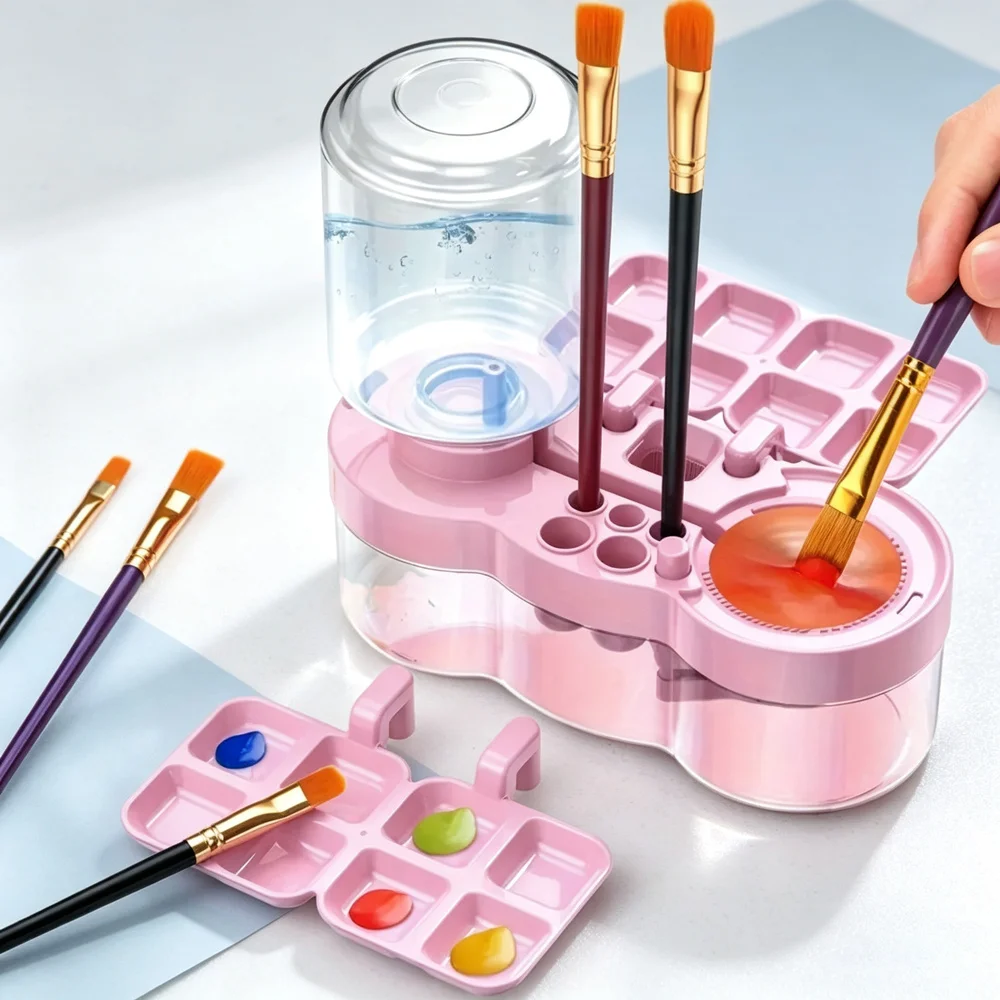 Paint Brush Washer Multifunctional Portable Artist Cleaner Tool With Palette Pen Slot For Acrylic Watercolor Painting Art Craft