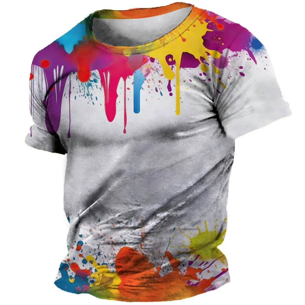 Man T-Shirt 3d Graffiti Print Hip Hop Harajuku Summer Fashion O-Neck Short Sleeve Casual Streetwear T-Shirt Trendy Oversized Top