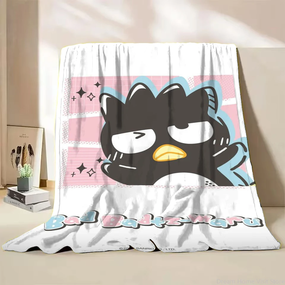 Sanrio Bad Badtz Maru Winter Flannel Throw Blankets for Bed Sofa Home Bedroom Office Travel Cover Blankets Kids Warm Soft Gifts