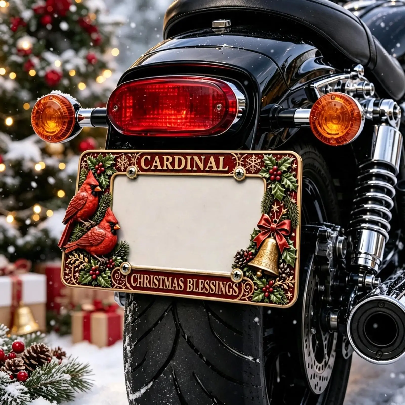 Motorcycle Plate Frame Metal Christmas Motorbike Tag Parts Motorbike Plate Frame For Riders Collectors Modifiers Women Men Daily view 3