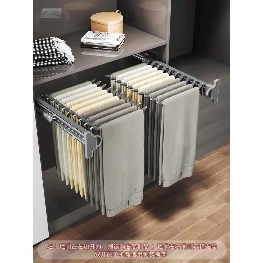 Trouser rack wardrobe built-in top installation household pull-out cabinet internal test   pull-out basket function