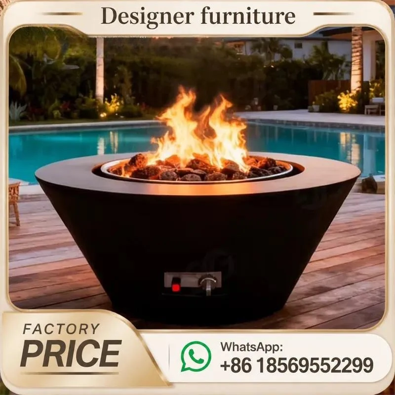 Corten Steel Gas Fire Pit Outdoor Indoor Natural Rusted Finish Eco Friendly For Garden Home Patio Heating