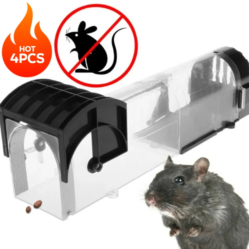 

Intelligent Self-Locking Mouse Trap, Transparent Household Mouse Trap Plastic Reusable Indoor and Outdoor Mouse Trap