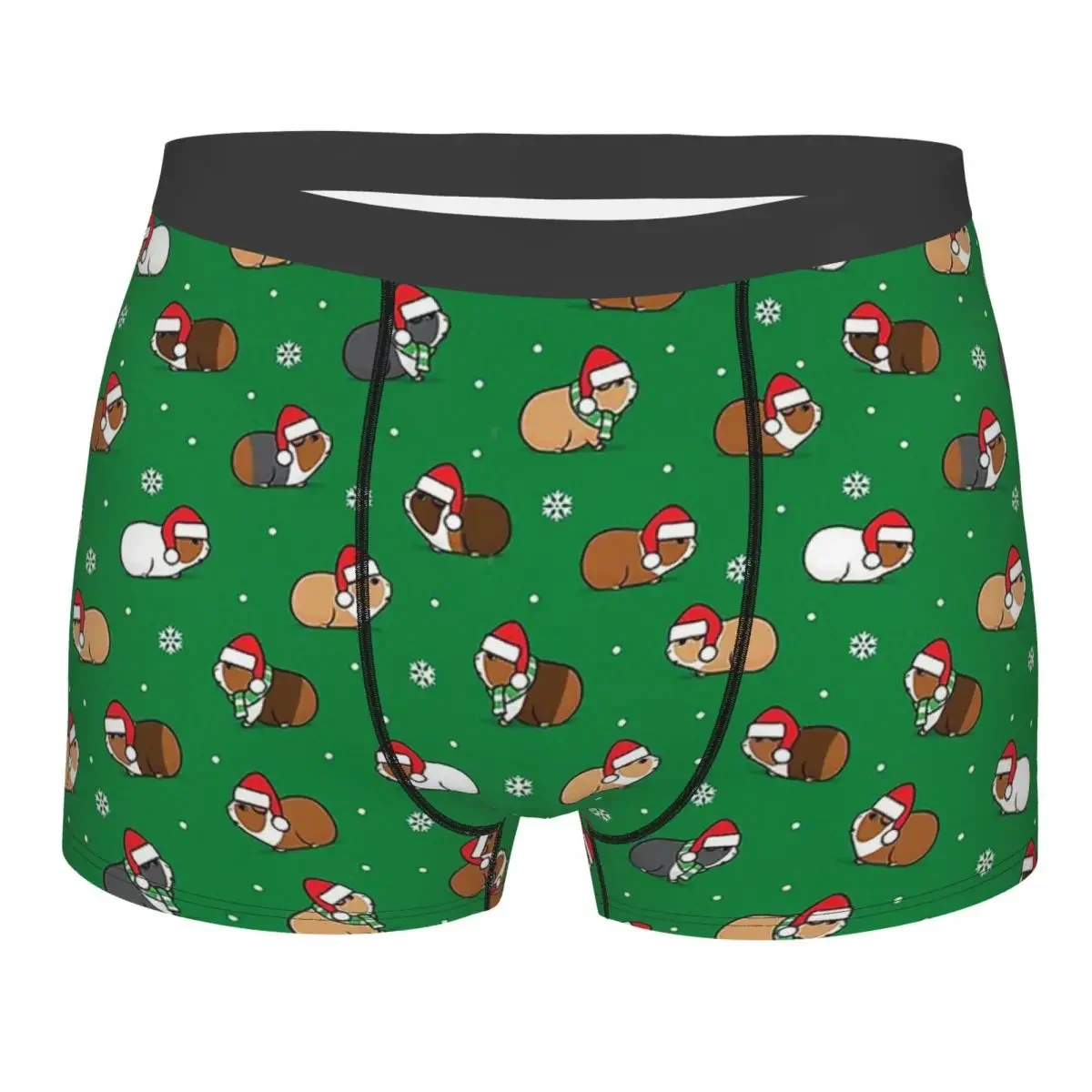 Christmas Green Guinea Pig Cavia Porcellus Animal Underpants Cotton Panties Male Underwear Print Shorts Boxer Briefs