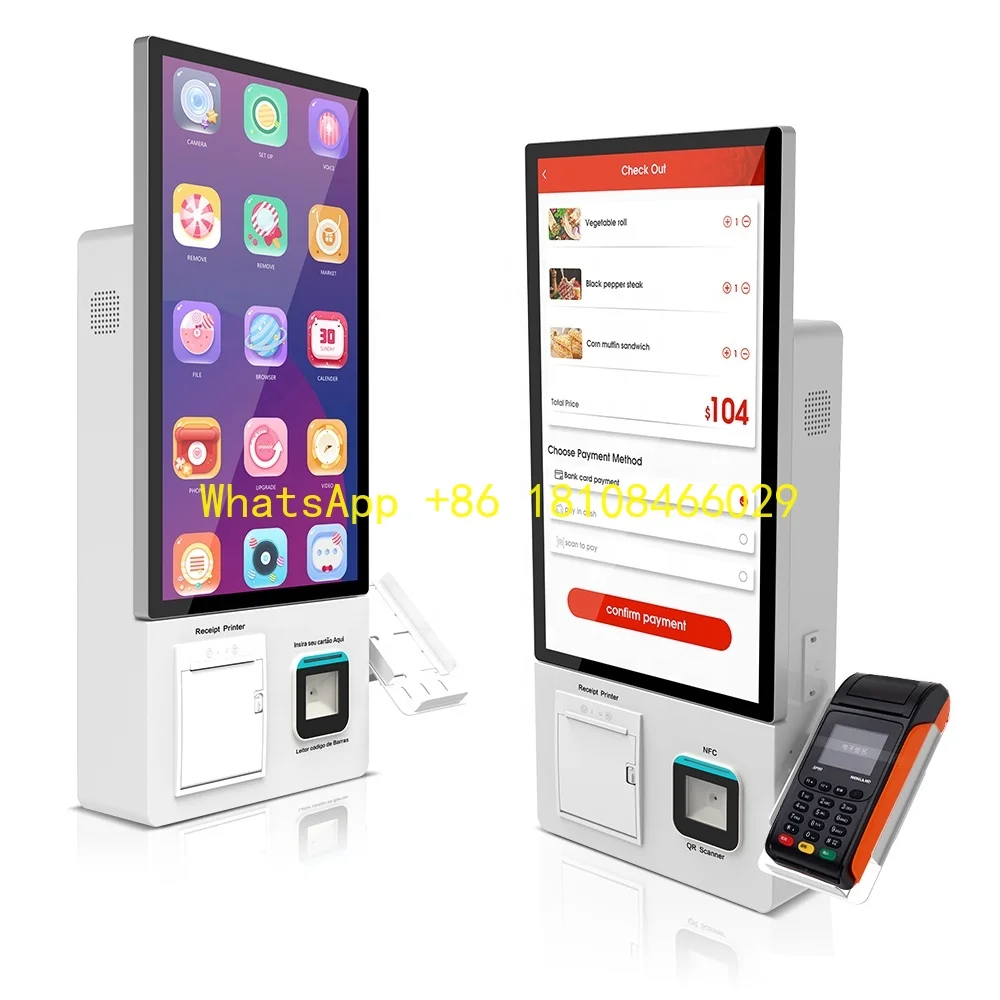 d Ordering Machine for Restaurant 21.5-inch Thermal Printing Self Service Order Kiosk Touch Screen Foo
