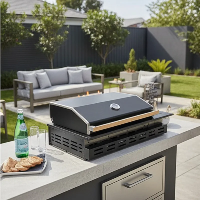 【Popular】Premium 4-Burner Countertop Embedded  BBQ Grill For Outdoor Kitchen Islands Heavy- Stainless Steel Barbecue