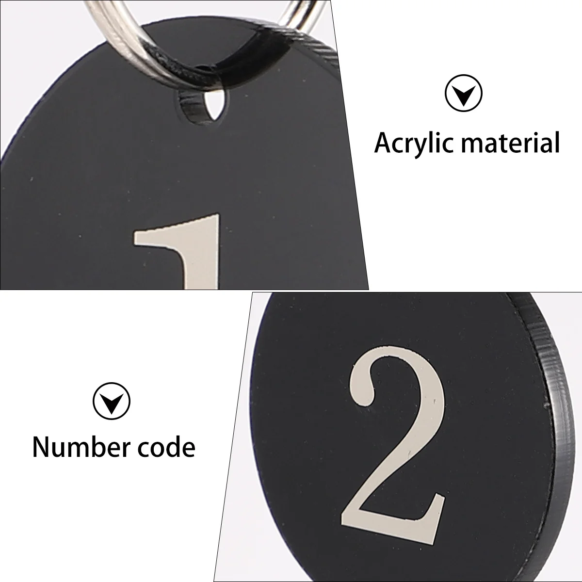 

100pcs Digital Number Tags Round Acrylic Key Rings For Hotel Hot Pot Restaurant Queue Counter Divider Line Up Management Tool