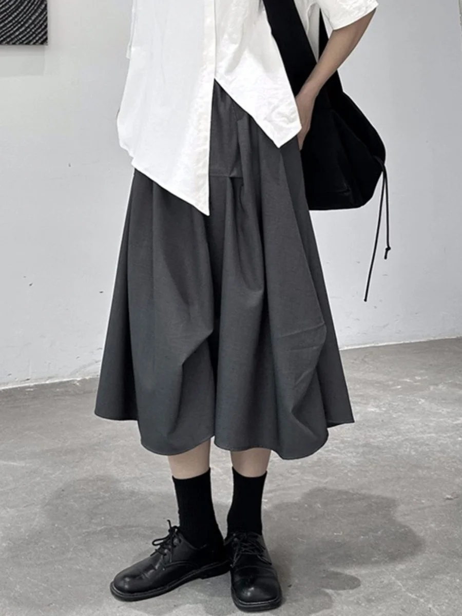 

Women Grey Goth A-line Skirt Vintage Y2k Oversize Long Skirts Harajuku Aesthetic Elegant Korean Emo Skirt 2000s Clothes Autumn