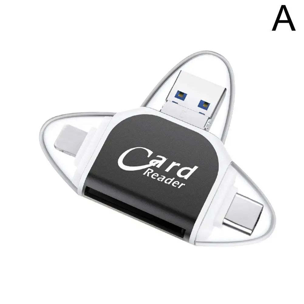 New 4 in 1 USB 2.0 OTG Memory Card Reader Adapter Universal Micro USB TF SD Card Reader for PC Phone Computer Laptop 1pcs/s A4B3