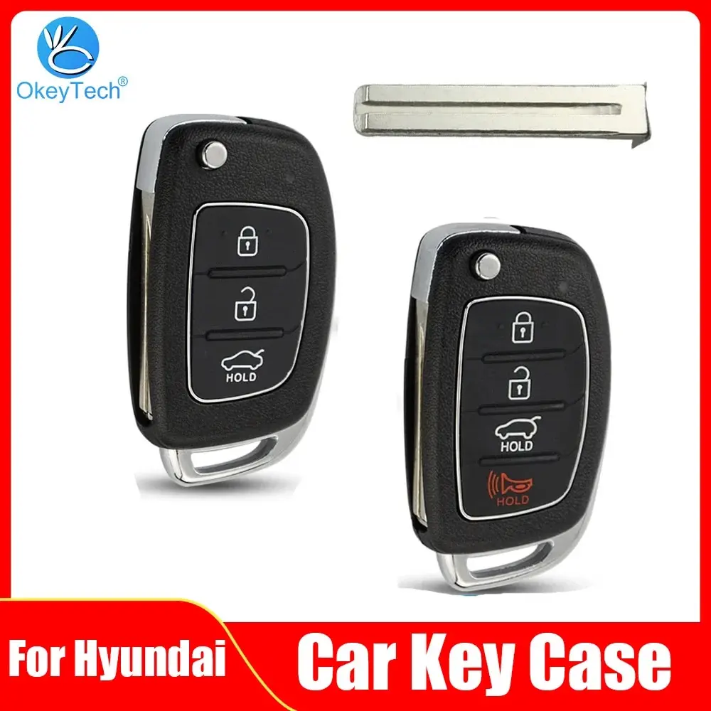 OkeyTech 3 Button Flip Key Case Car Key Shell Case 3 Button Case For Hyundai I10 I20 I40 IX35 Santa Fe Remote Fob