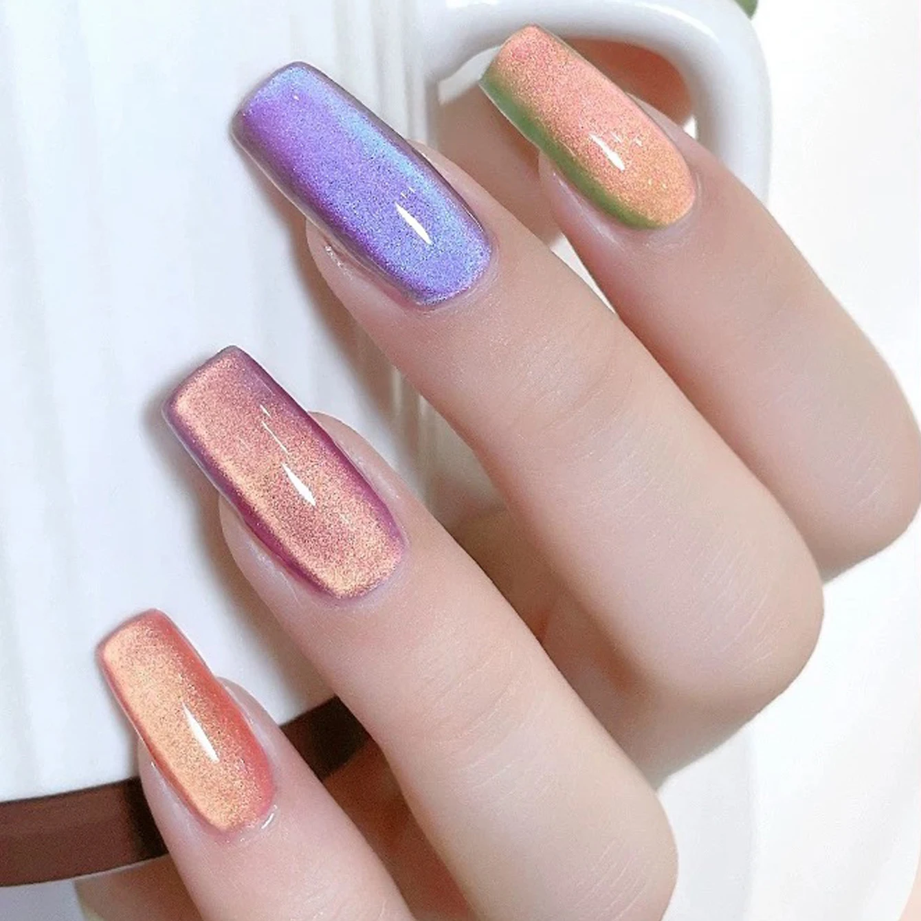 1-5 pçs dopamina série de frutas olho de gato gel unha polonês colorido verde unhas roxas unhas rosa contas de vidro suprimentos da arte do prego