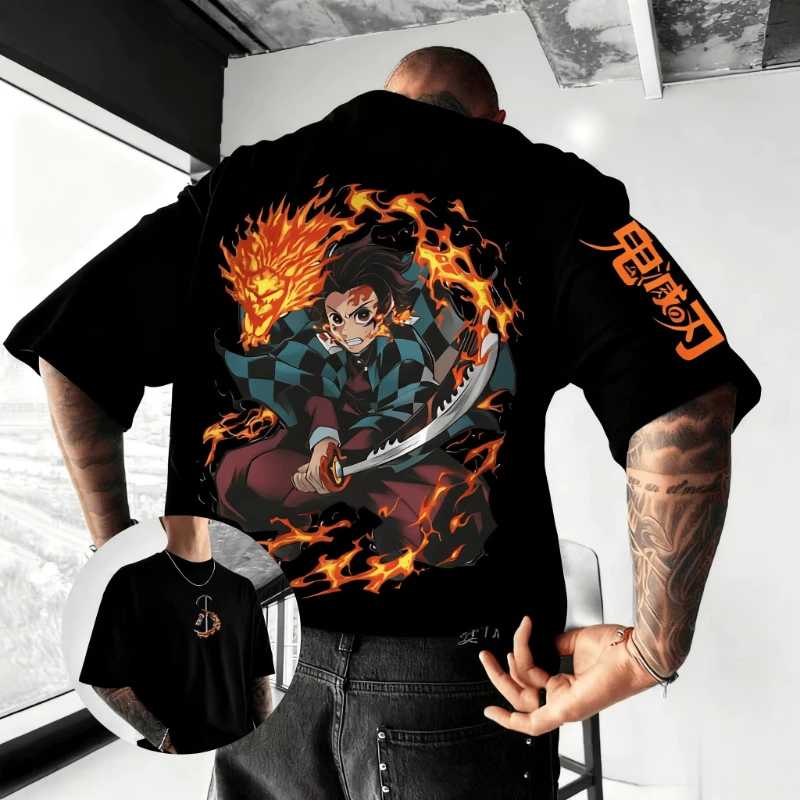 

Unisex Summer Oversized Demon Slayer Anime Graphic T Shirt Man Women Short Sleeve Tee Cotton Streetwear Casual Tops Fashion Y2k