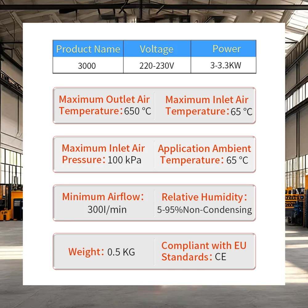 Riscaldatore d'aria con regolazione della temperatura e del volume dell'aria del riscaldatore dell'aria calda industriale OEM da 3000 W e 3300 W