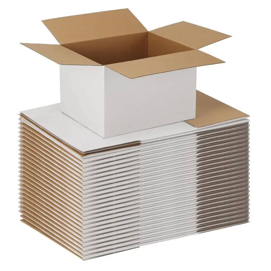 

15 Pack 12x10x8 Shipping Boxes for Small Business, White Corrugated Cardboard Small Box for Packaging, Moving, Mailing, and Stor